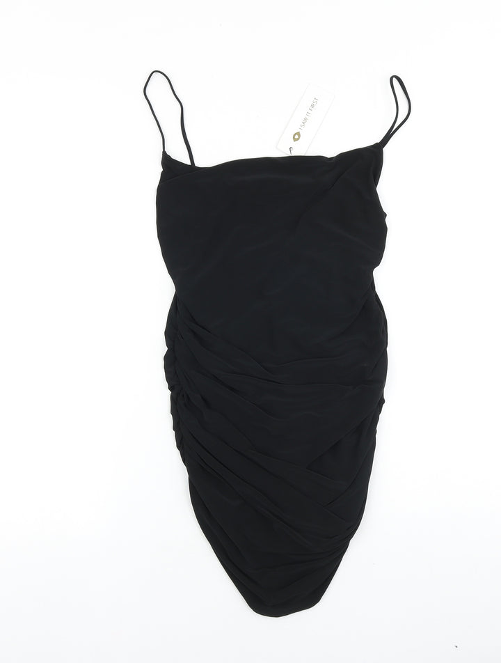 I SAW IT FIRST Womens Black Polyester Slip Dress Size 10 Cowl Neck Pullover