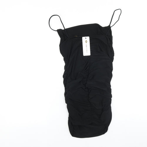 I SAW IT FIRST Womens Black Polyester Slip Dress Size 10 Cowl Neck Pullover