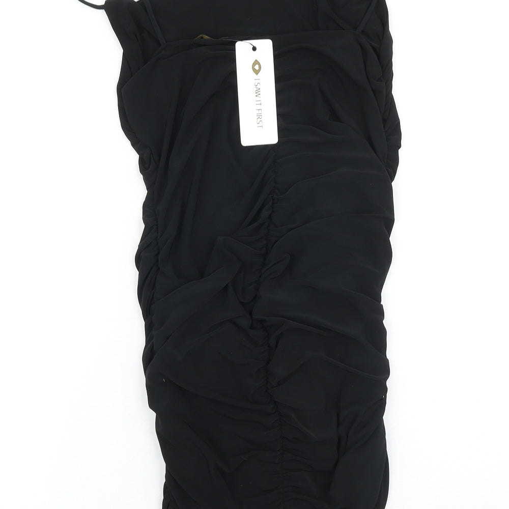 I SAW IT FIRST Womens Black Polyester Slip Dress Size 10 Cowl Neck Pullover