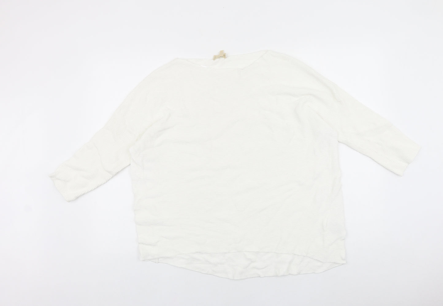 Phase Eight Womens White 100% Cotton Basic T-Shirt Size L Round Neck