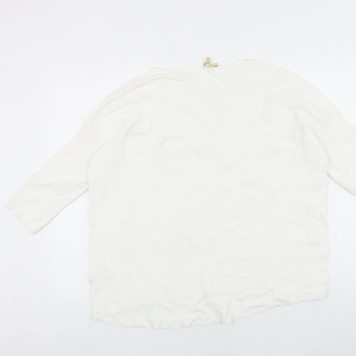 Phase Eight Womens White 100% Cotton Basic T-Shirt Size L Round Neck