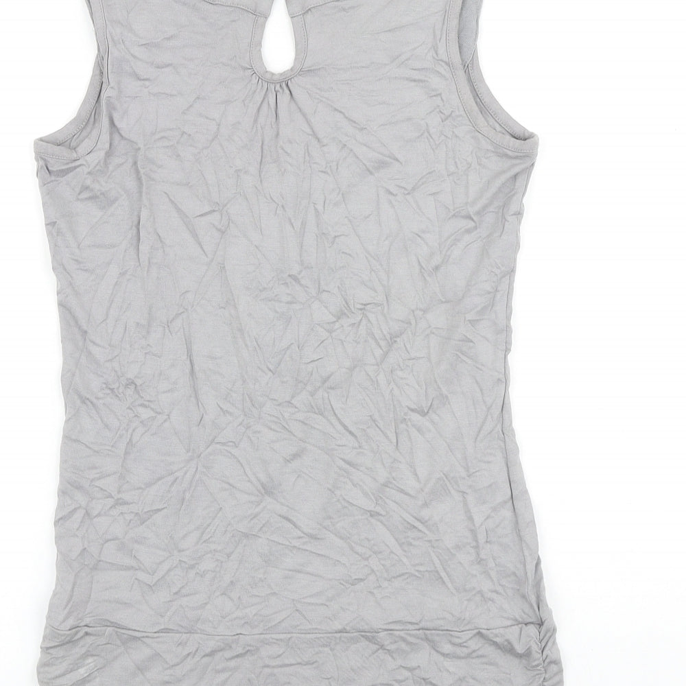 Preworn Womens Grey Viscose Basic Tank Size 8 Scoop Neck