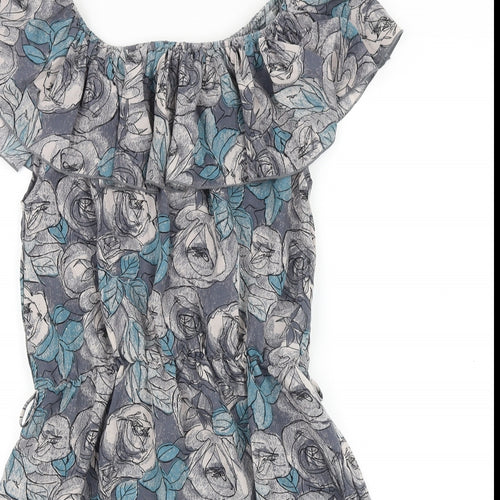 Lushous Womens Blue Geometric Polyester A-Line Size 10 Off the Shoulder Pullover