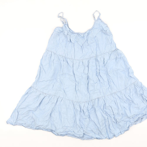 Denim & Co. Womens Blue 100% Cotton Trapeze & Swing Size 10 Scoop Neck Pullover