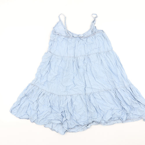 Denim & Co. Womens Blue 100% Cotton Trapeze & Swing Size 10 Scoop Neck Pullover