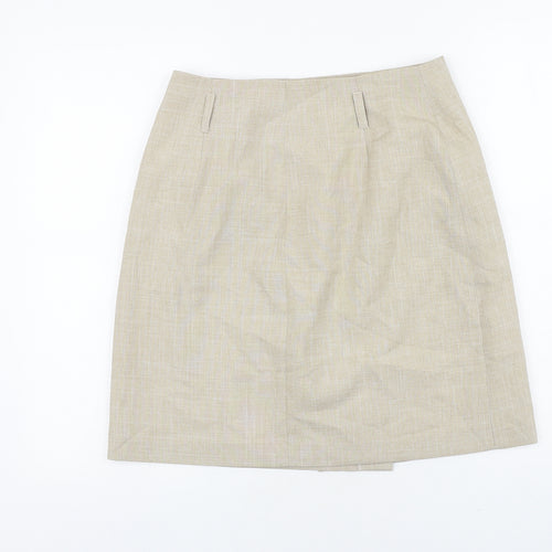Preworn Womens Beige Polyester Straight & Pencil Skirt Size 29 in Button