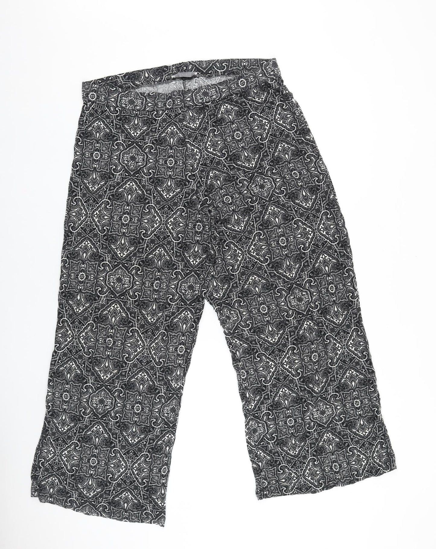 George Womens Black Geometric Viscose Trousers Size 18 L28 in Regular