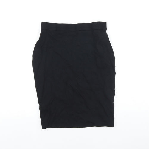 Marks and Spencer Girls Black Viscose Straight & Pencil Skirt Size 13-14 Years Regular
