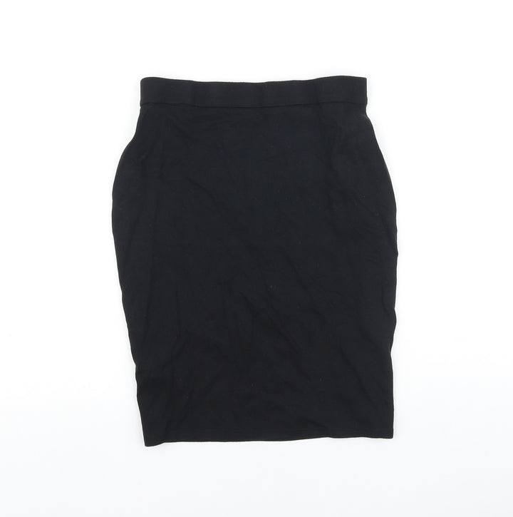 Marks and Spencer Girls Black Viscose Straight & Pencil Skirt Size 13-14 Years Regular