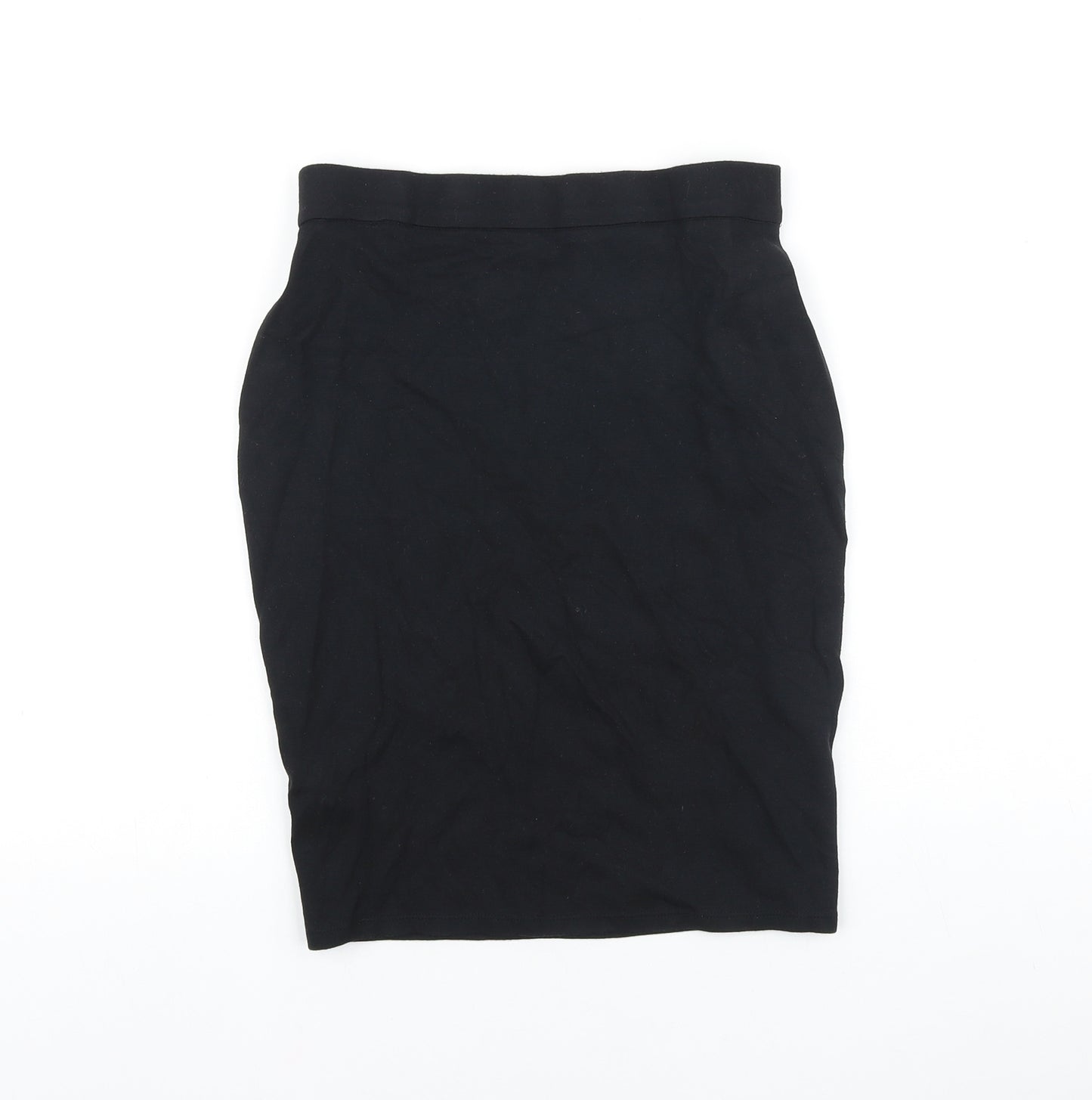 Marks and Spencer Girls Black Viscose Straight & Pencil Skirt Size 13-14 Years Regular