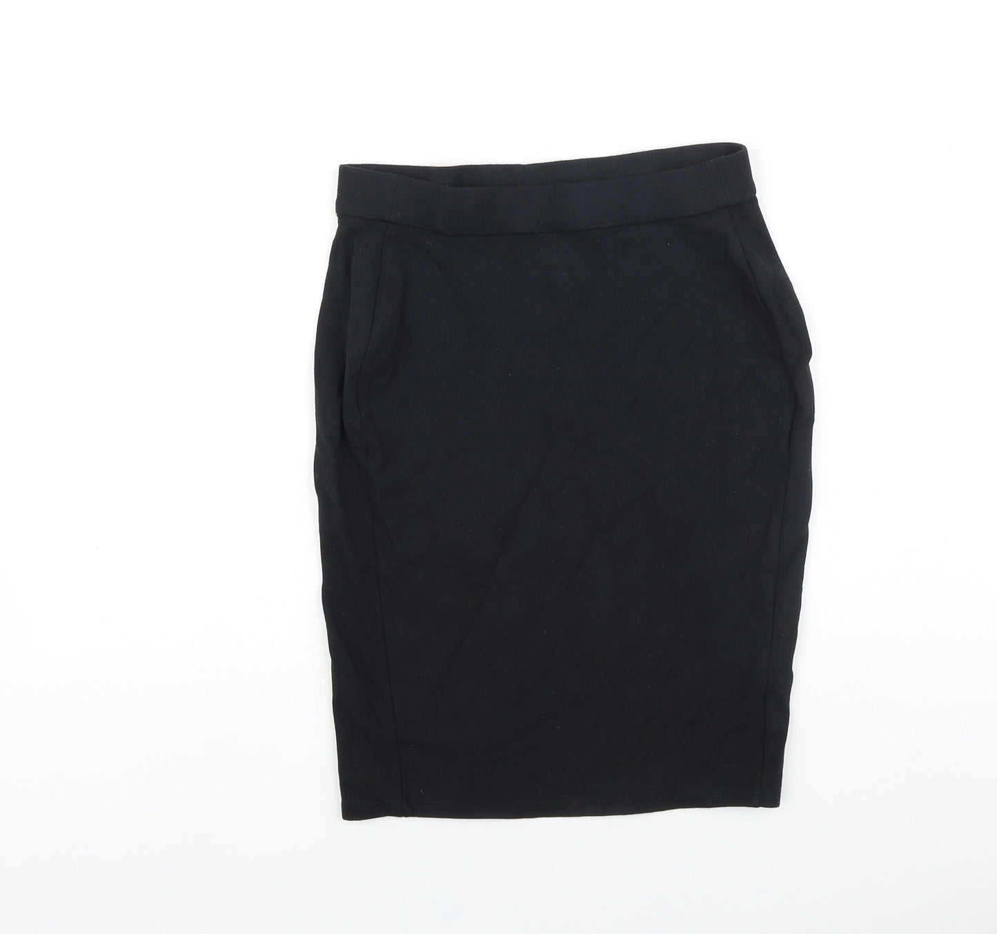 Marks and Spencer Girls Black Viscose Straight & Pencil Skirt Size 13-14 Years Regular