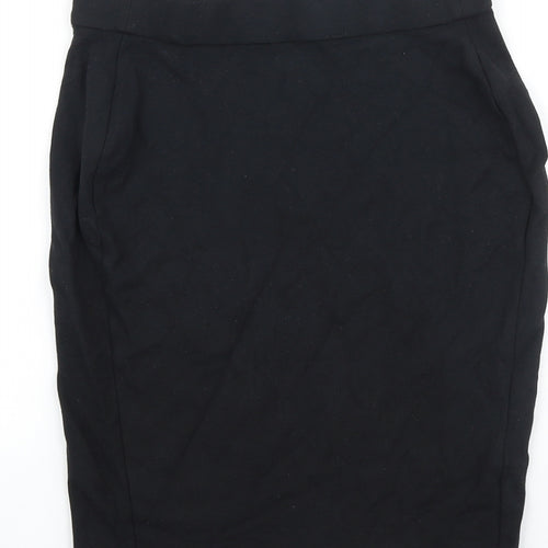 Marks and Spencer Girls Black Viscose Straight & Pencil Skirt Size 13-14 Years Regular