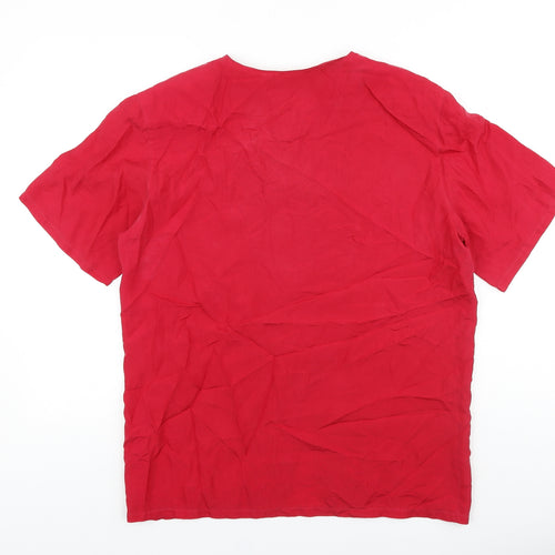 Dorothy Perkins Womens Red Polyester Basic Button-Up Size 12 Round Neck