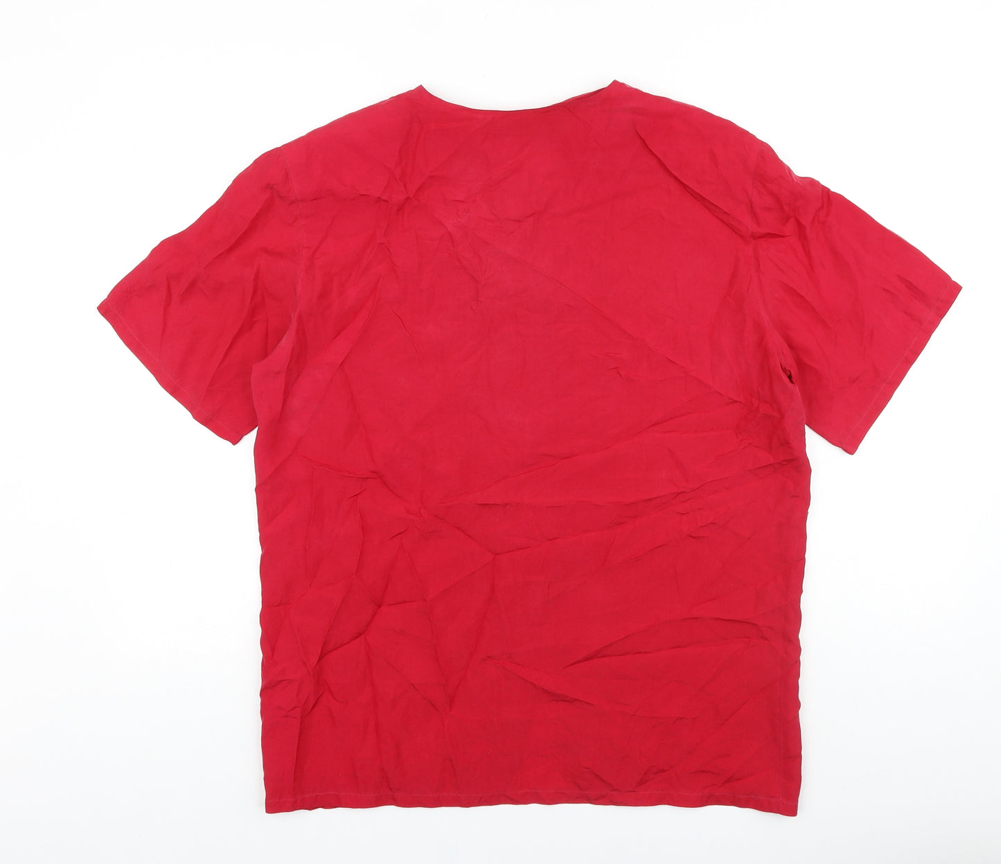 Dorothy Perkins Womens Red Polyester Basic Button-Up Size 12 Round Neck