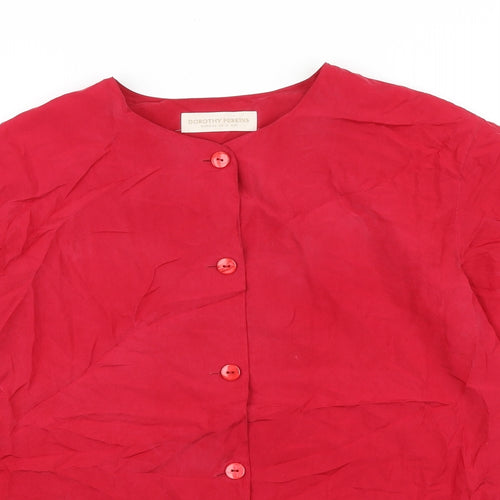 Dorothy Perkins Womens Red Polyester Basic Button-Up Size 12 Round Neck