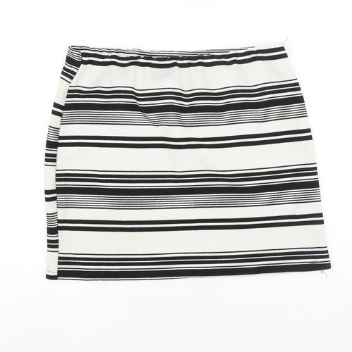 New Look Womens Black Striped Polyester Bandage Skirt Size 14