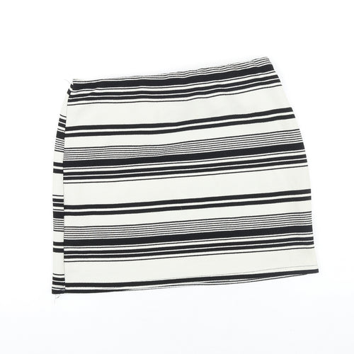 New Look Womens Black Striped Polyester Bandage Skirt Size 14