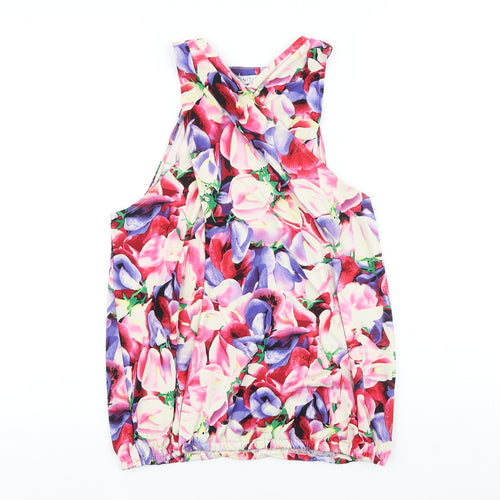 Definitions Womens Multicoloured Geometric Viscose Basic Tank Size 10 V-Neck