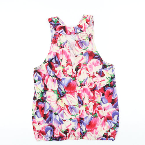 Definitions Womens Multicoloured Geometric Viscose Basic Tank Size 10 V-Neck