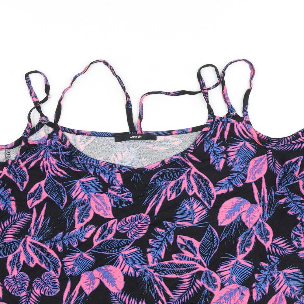 George Womens Purple Geometric Cotton Basic T-Shirt Size 18 Round Neck - Cold Shoulder