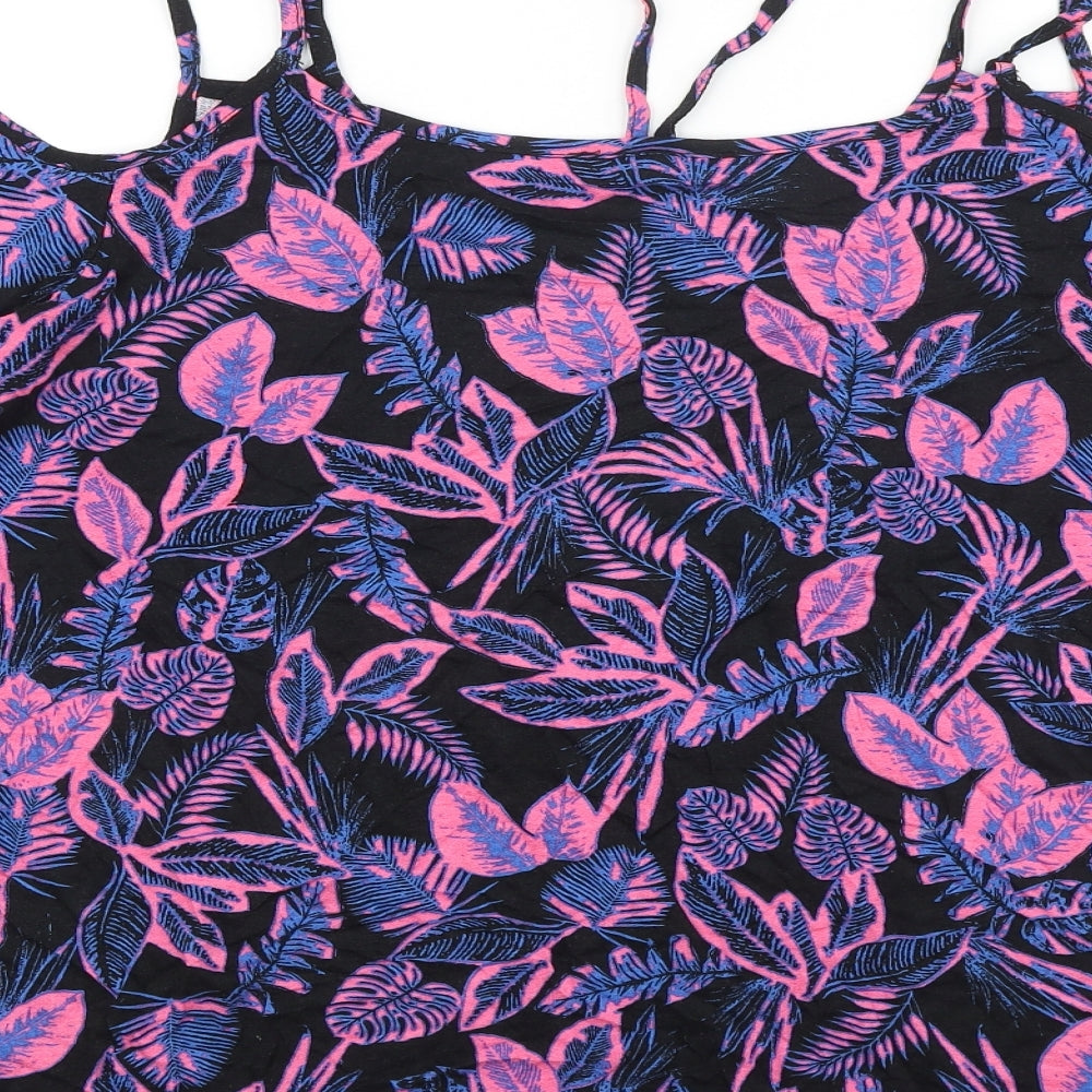 George Womens Purple Geometric Cotton Basic T-Shirt Size 18 Round Neck - Cold Shoulder