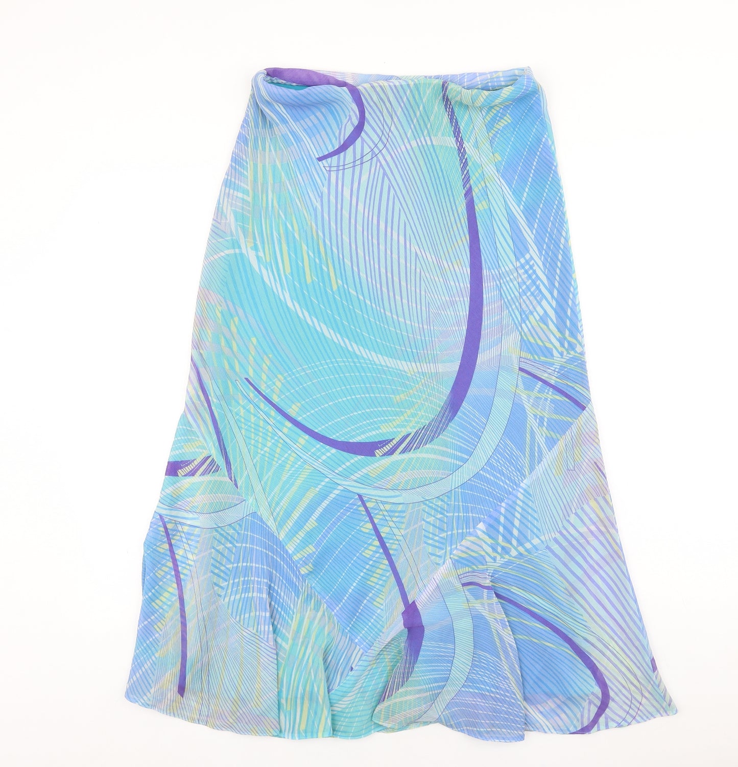 Marks and Spencer Womens Blue Geometric Polyester Swing Skirt Size 8