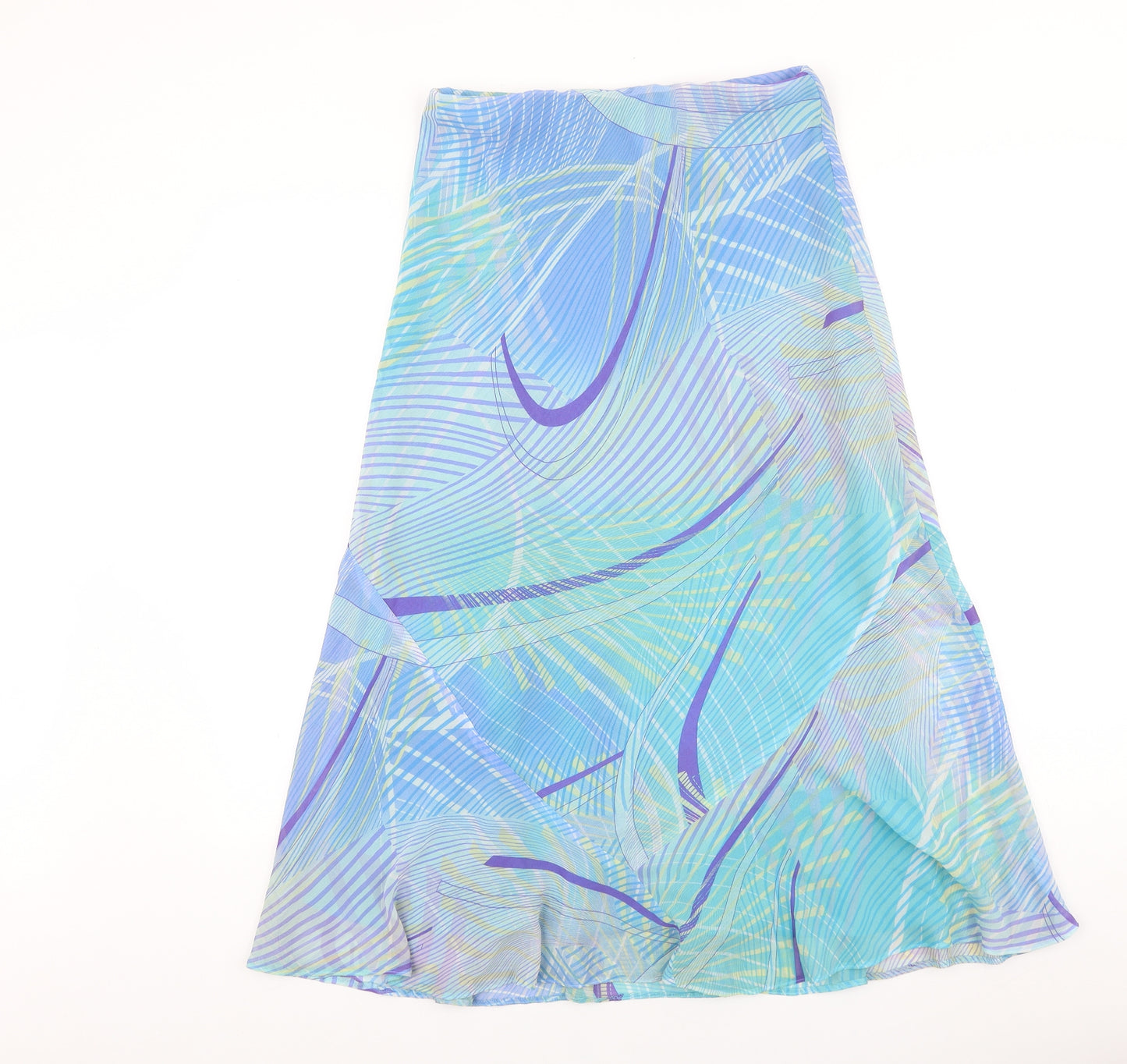 Marks and Spencer Womens Blue Geometric Polyester Swing Skirt Size 8