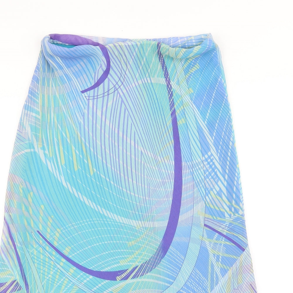 Marks and Spencer Womens Blue Geometric Polyester Swing Skirt Size 8