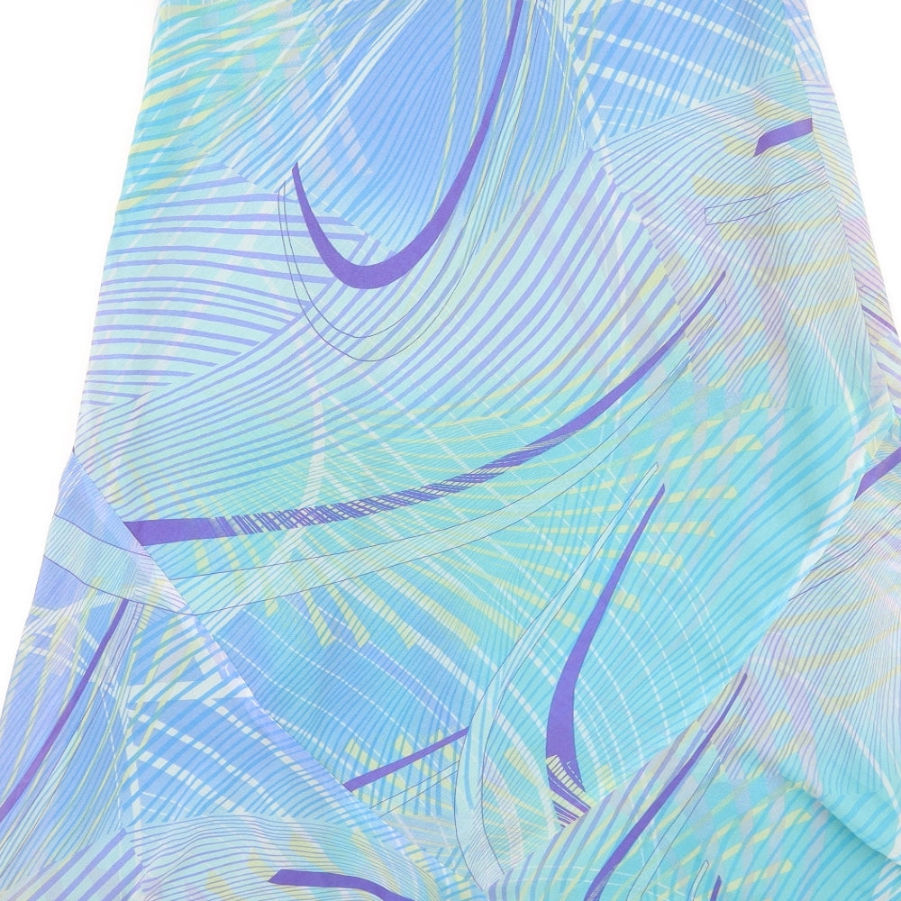 Marks and Spencer Womens Blue Geometric Polyester Swing Skirt Size 8