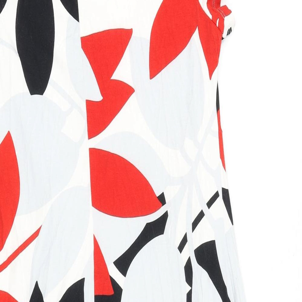 Preworn Womens Red Floral Viscose Shift Size 16 Boat Neck Pullover