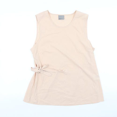 VERO MODA Womens Pink Polyester Basic Tank Size L Round Neck