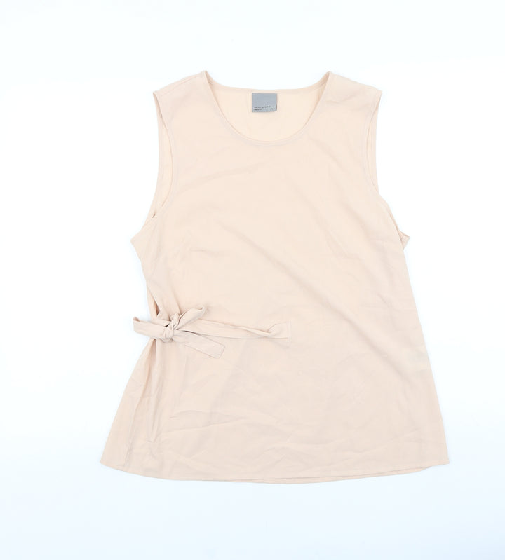 VERO MODA Womens Pink Polyester Basic Tank Size L Round Neck