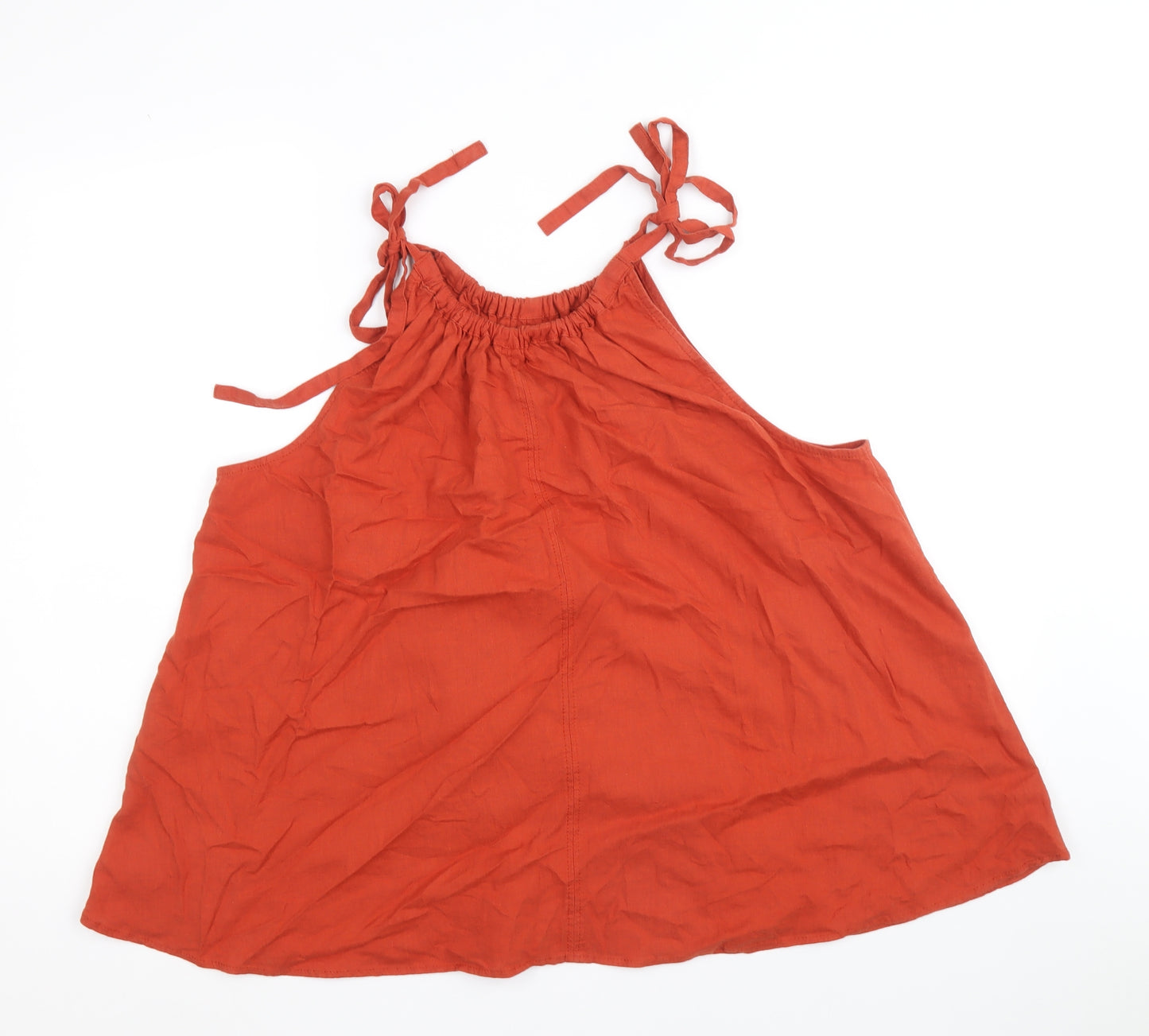 Marks and Spencer Womens Red Linen Basic Blouse Size 18 Round Neck
