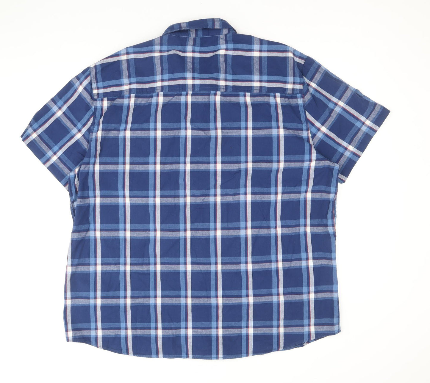 Peacocks Mens Blue Plaid Cotton Button-Up Size 2XL Collared Button