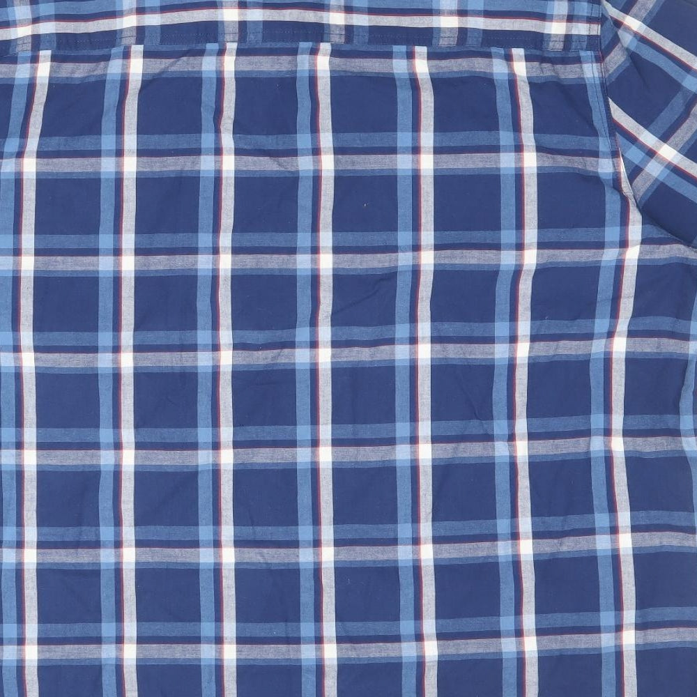 Peacocks Mens Blue Plaid Cotton Button-Up Size 2XL Collared Button