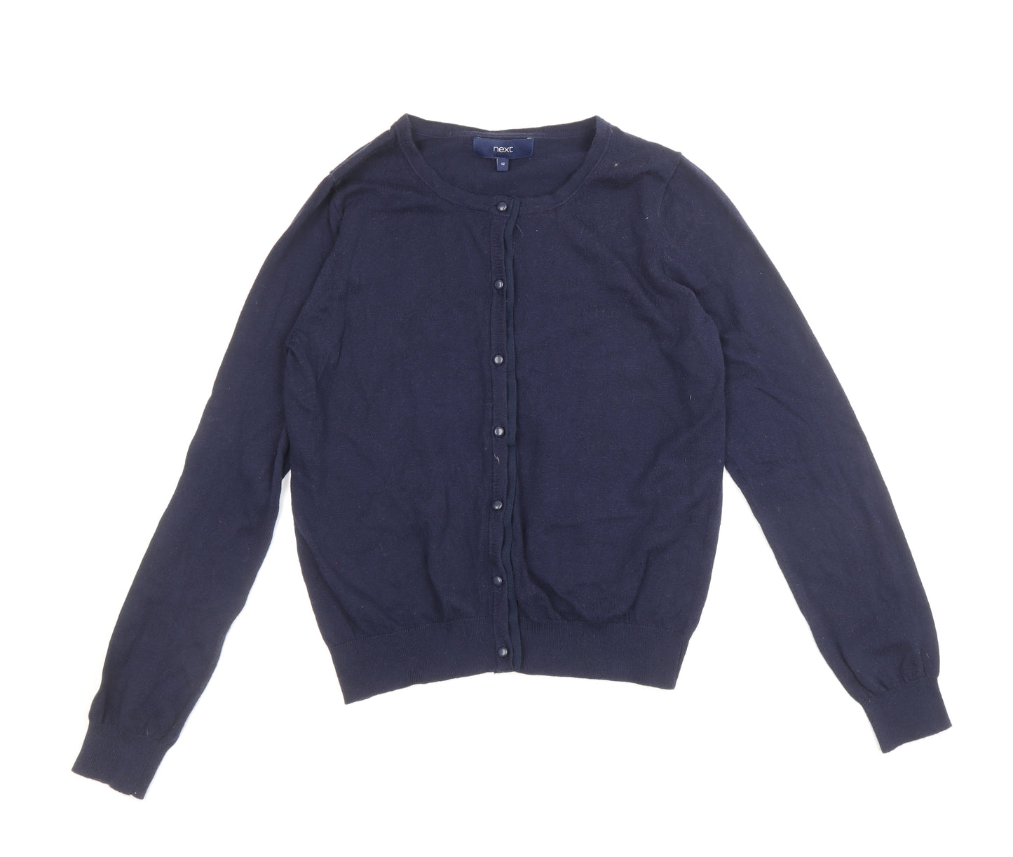 NEXT Womens Blue Round Neck Cotton Cardigan Jumper Size 12