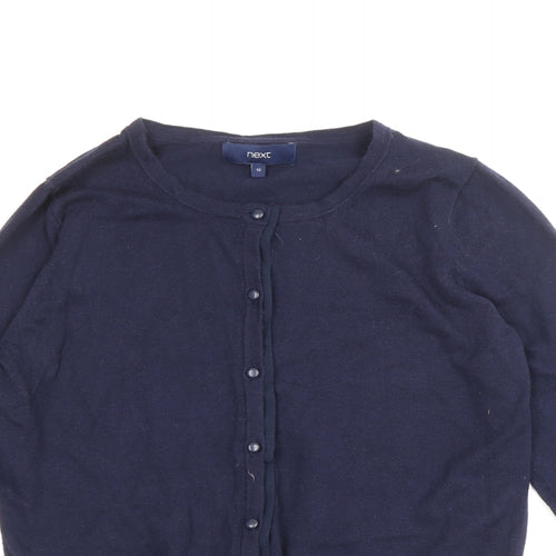NEXT Womens Blue Round Neck Cotton Cardigan Jumper Size 12