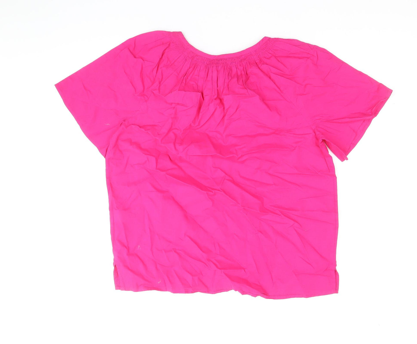 Marks and Spencer Womens Pink 100% Cotton Basic Blouse Size 6 Scoop Neck