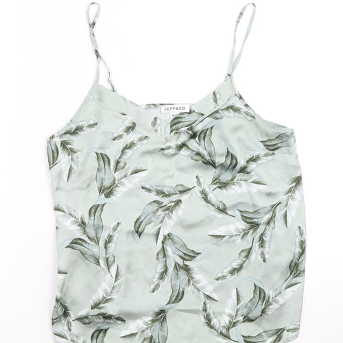 JEFF&CO Womens Green Geometric Polyester Camisole Tank Size 10 V-Neck - Size 10-12, Leaf Print
