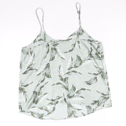JEFF&CO Womens Green Geometric Polyester Camisole Tank Size 10 V-Neck - Size 10-12, Leaf Print