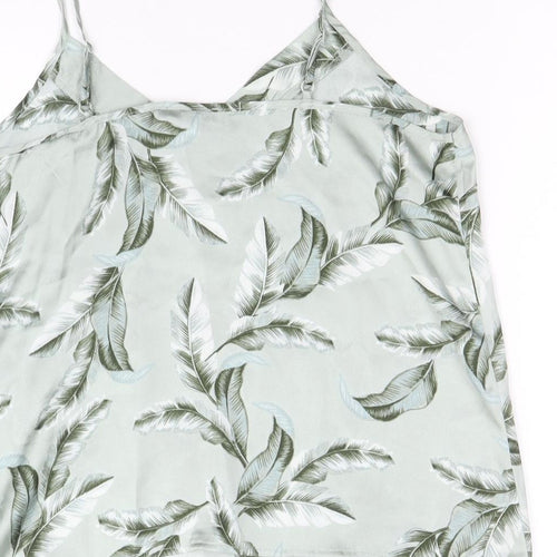 JEFF&CO Womens Green Geometric Polyester Camisole Tank Size 10 V-Neck - Size 10-12, Leaf Print