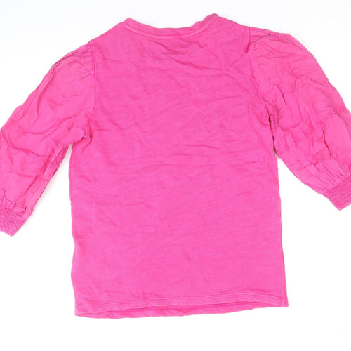 Marks and Spencer Womens Pink 100% Cotton Basic Blouse Size 6 Scoop Neck