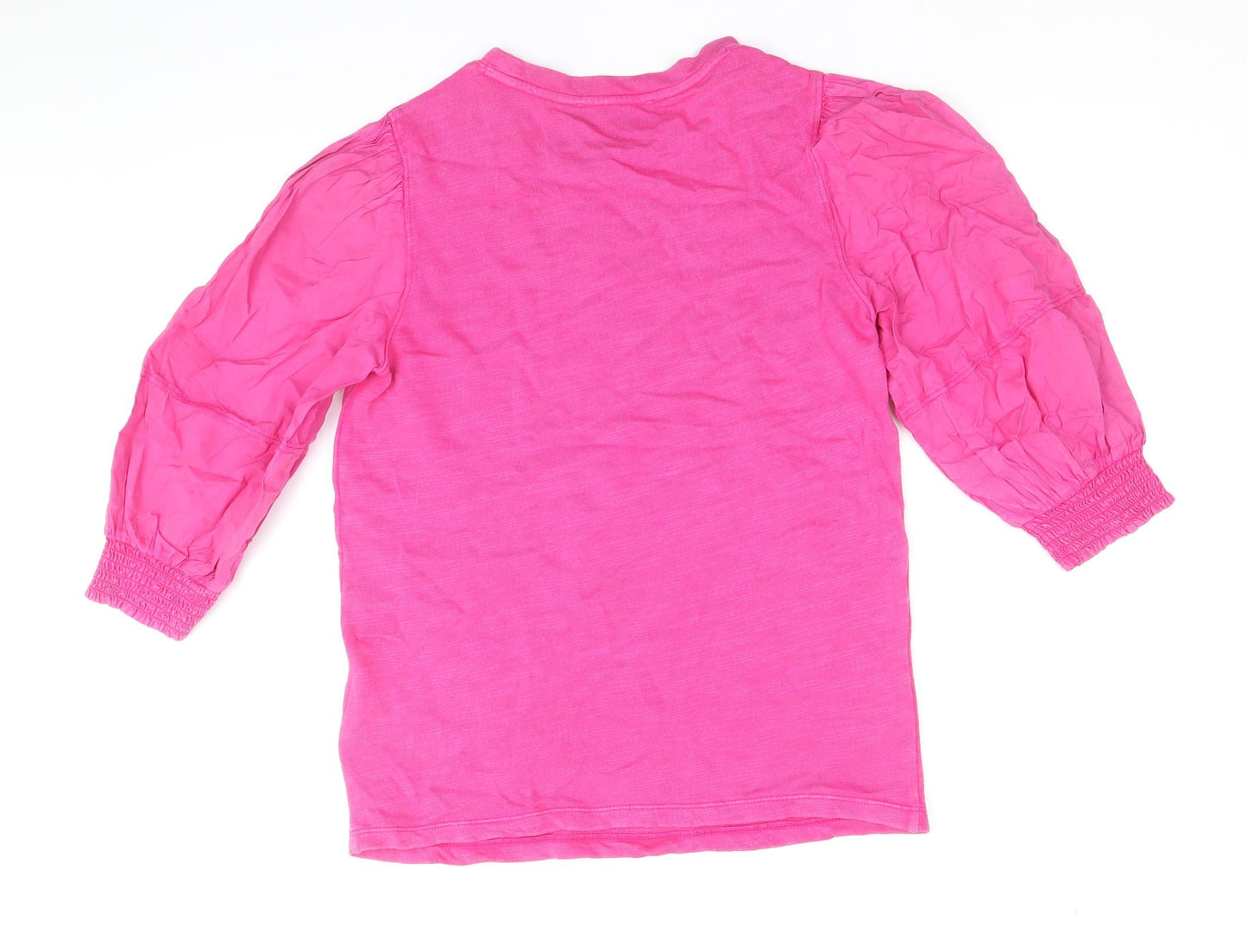 Marks and Spencer Womens Pink 100% Cotton Basic Blouse Size 6 Scoop Neck