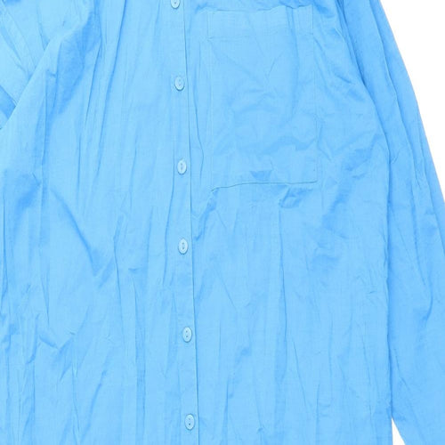 Marks and Spencer Womens Blue Cotton Shirt Dress Size 14 Collared Button