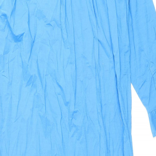 Marks and Spencer Womens Blue Cotton Shirt Dress Size 14 Collared Button