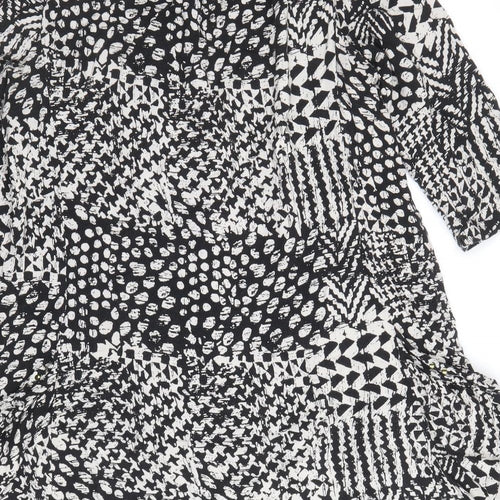 Izabel London Womens Black Geometric Viscose Shift Size 10 Scoop Neck Pullover