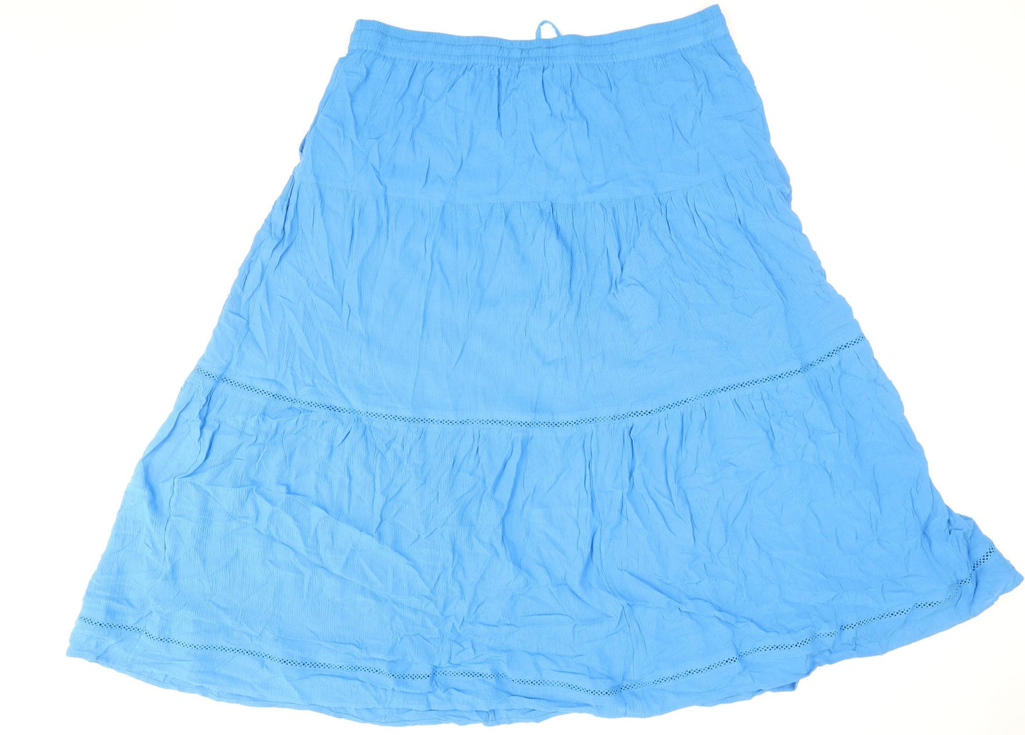 Marks and Spencer Womens Blue Viscose Peasant Skirt Size 22 Drawstring