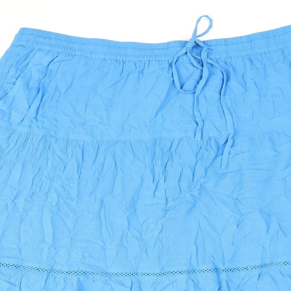 Marks and Spencer Womens Blue Viscose Peasant Skirt Size 22 Drawstring