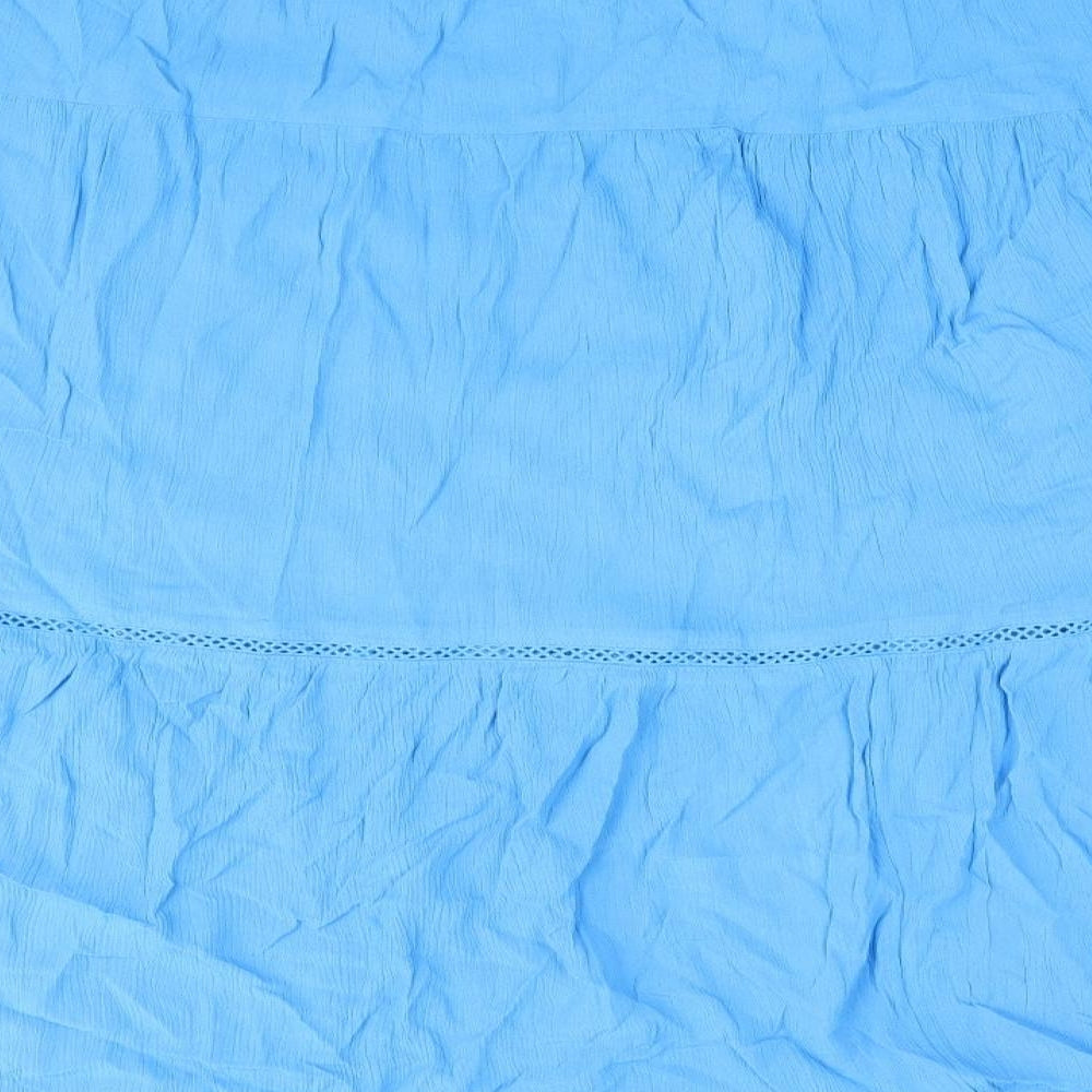 Marks and Spencer Womens Blue Viscose Peasant Skirt Size 22 Drawstring