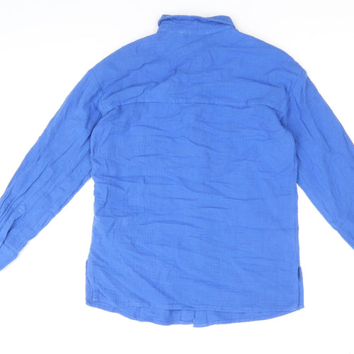 Marks and Spencer Boys Blue 100% Cotton Basic Button-Up Size 8-9 Years Collared Button